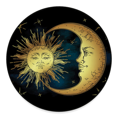 Vintage Sun And Moon Print Round Floor Mat