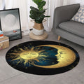 Vintage Sun And Moon Print Round Rug