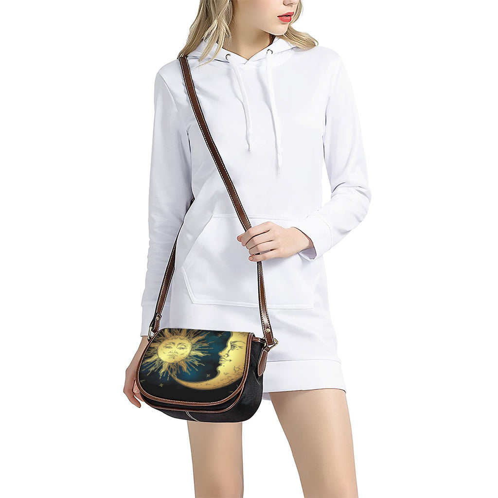 Vintage Sun And Moon Print Saddle Bag