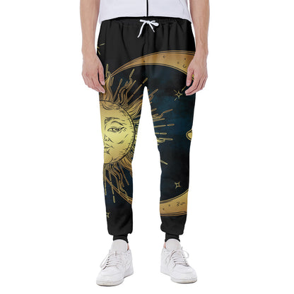 Vintage Sun And Moon Print Scuba Joggers