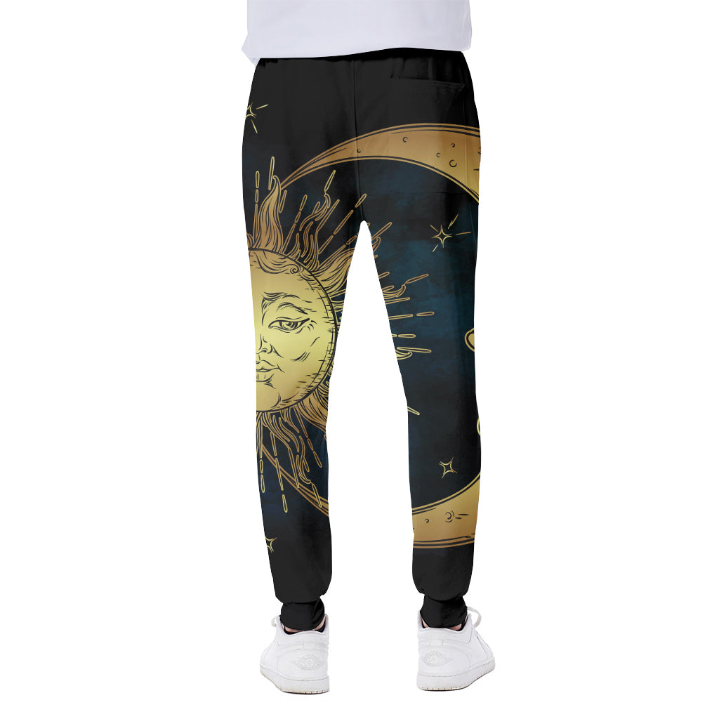 Vintage Sun And Moon Print Scuba Joggers