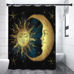 Vintage Sun And Moon Print Shower Curtain