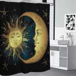 Vintage Sun And Moon Print Shower Curtain