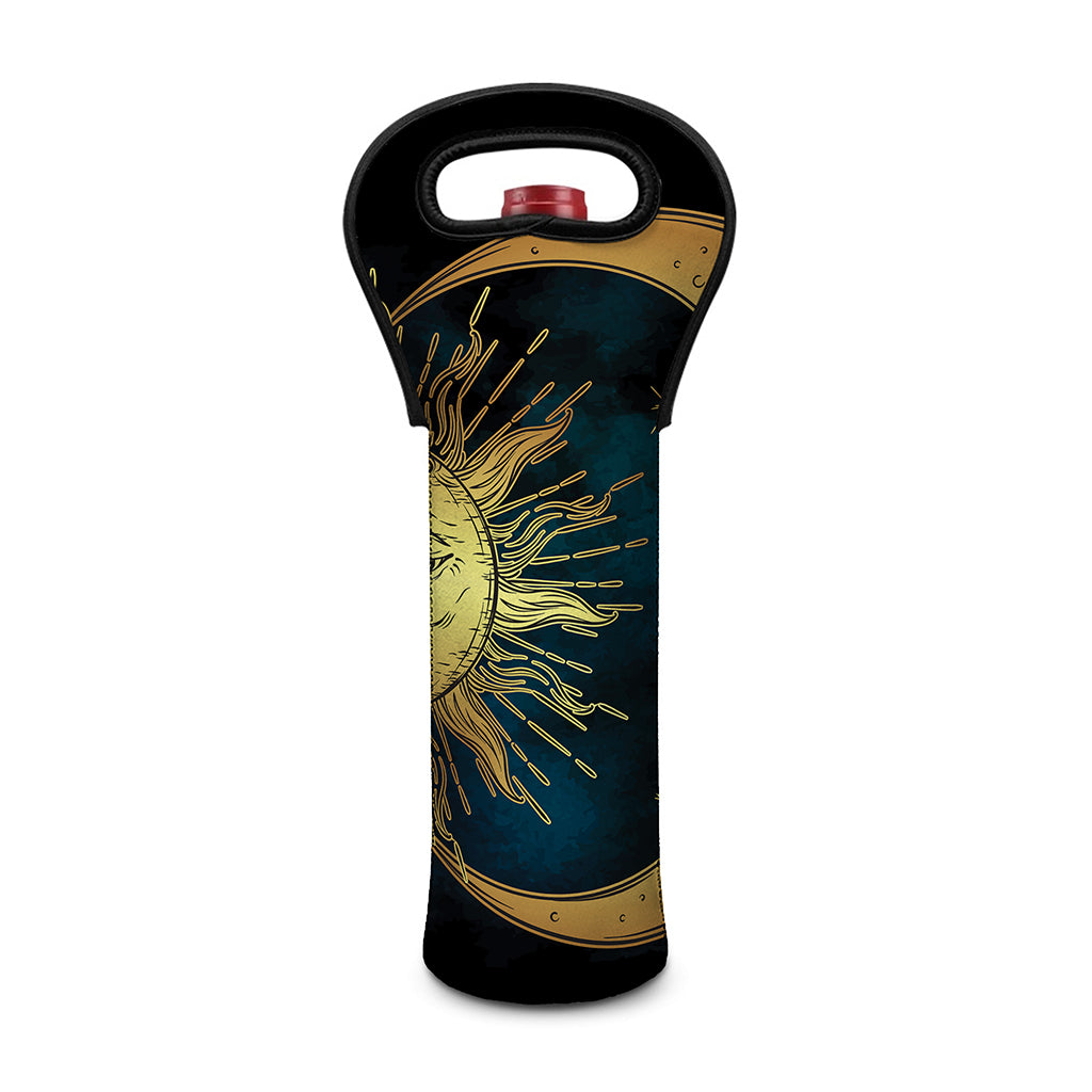 Vintage Sun And Moon Print Single Neoprene Wine Tote