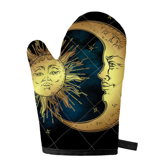 Vintage Sun And Moon Print Single Oven Mitt