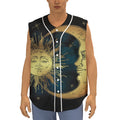 Vintage Sun And Moon Print Sleeveless Baseball Jersey
