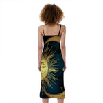 Vintage Sun And Moon Print Slim Fit Midi Cami Dress