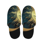 Vintage Sun And Moon Print Slippers