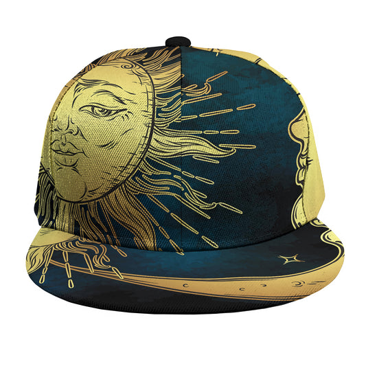 Vintage Sun And Moon Print Snapback Cap
