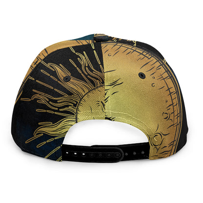 Vintage Sun And Moon Print Snapback Cap