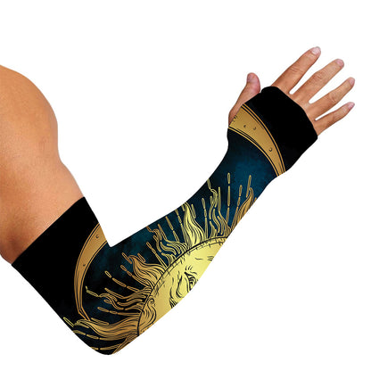 Vintage Sun And Moon Print Sun Protection Arm Sleeves