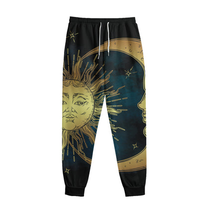 Vintage Sun And Moon Print Sweatpants