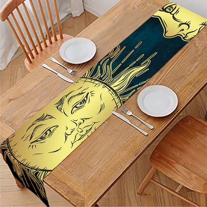 Vintage Sun And Moon Print Table Runner