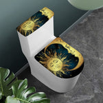 Vintage Sun And Moon Print Toilet Lid And Tank Cover Set