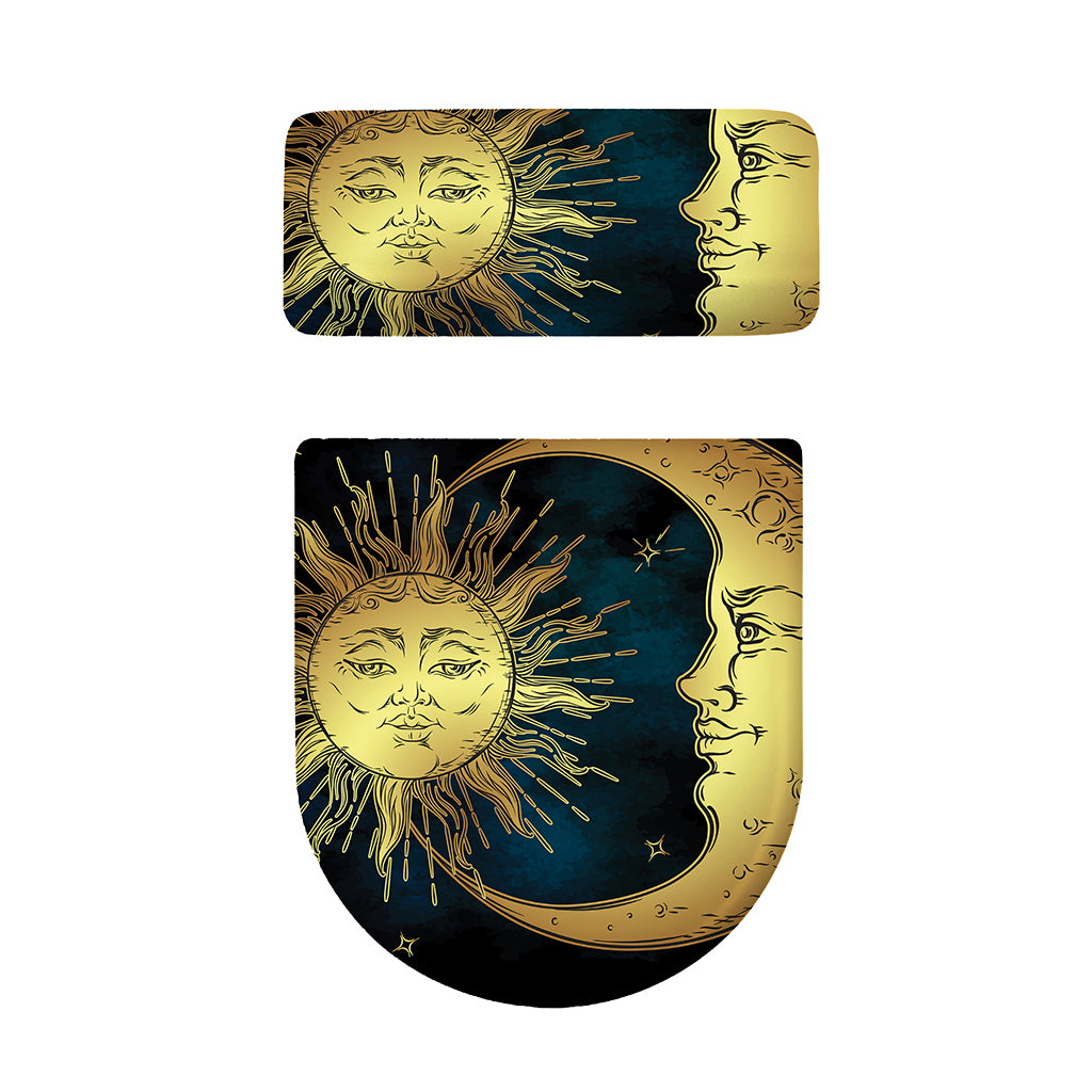 Vintage Sun And Moon Print Toilet Lid And Tank Cover Set