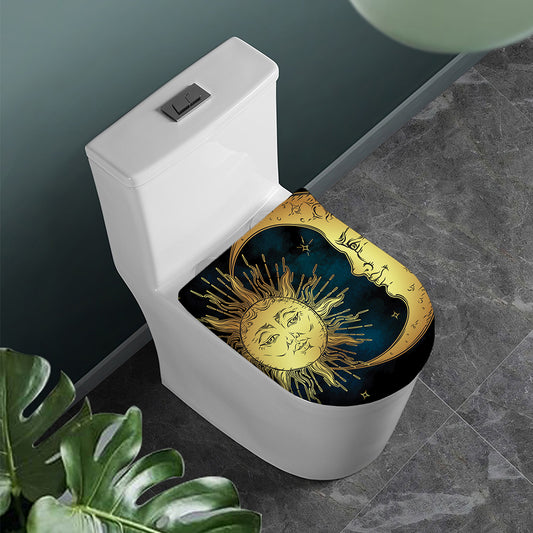 Vintage Sun And Moon Print Toilet Lid Cover