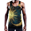 Vintage Sun And Moon Print Men's Workout Tank Top