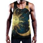 Vintage Sun And Moon Print Training Tank Top
