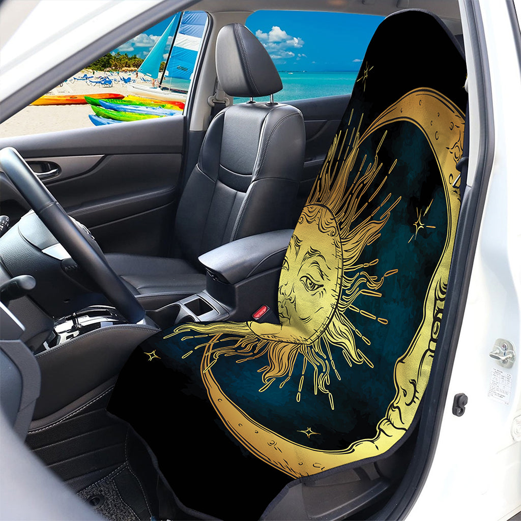 Vintage Sun And Moon Print Waterproof Car Seat Cover