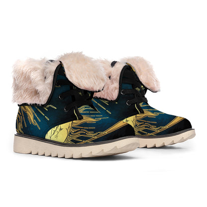 Vintage Sun And Moon Print Winter Boots