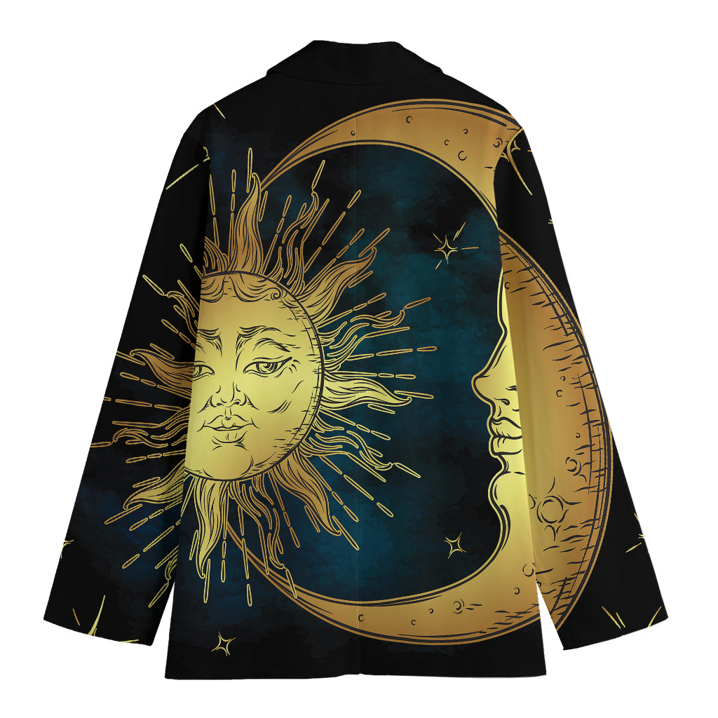 Vintage Sun And Moon Print Women's Blazer