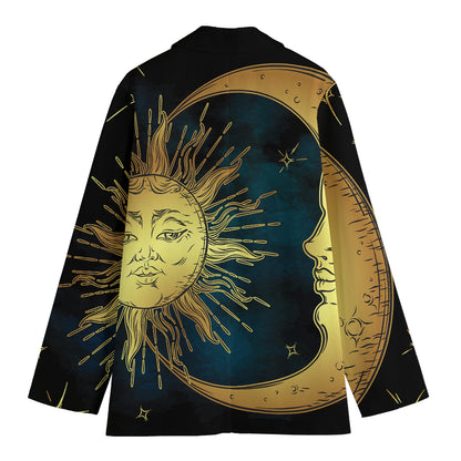 Vintage Sun And Moon Print Women's Blazer