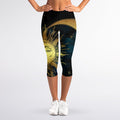 Vintage Sun And Moon Print Women's Capri Leggings