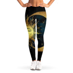 Vintage Sun And Moon Print Women's Leggings
