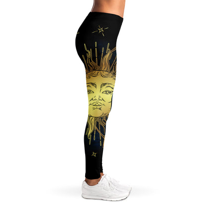 Vintage Sun And Moon Print Women's Leggings