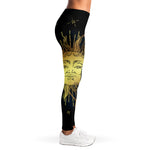 Vintage Sun And Moon Print Women's Leggings