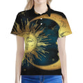 Vintage Sun And Moon Print Women's Polo Shirt