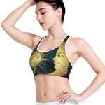 Vintage Sun And Moon Print Women's Sports Bra