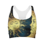 Vintage Sun And Moon Print Women's Sports Bra