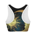 Vintage Sun And Moon Print Women's Sports Bra