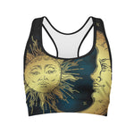Vintage Sun And Moon Print Women's Sports Bra
