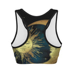 Vintage Sun And Moon Print Women's Sports Bra