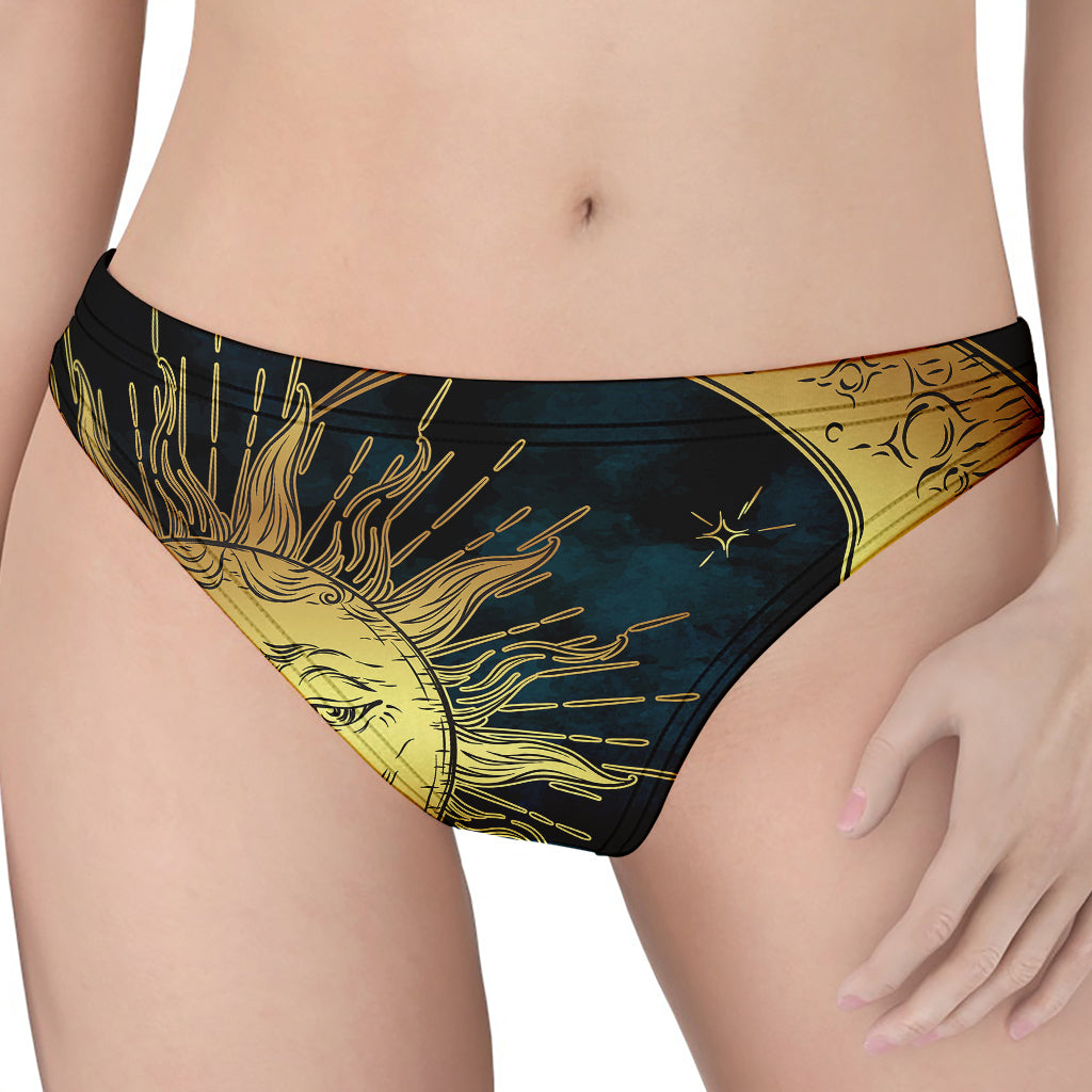 Vintage Sun And Moon Print Women's Thong