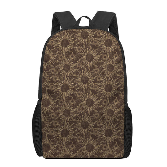 Vintage Sun Pattern Print 17 Inch Backpack