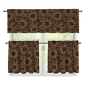 Vintage Sun Pattern Print 3 Piece Kitchen Curtains