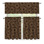 Vintage Sun Pattern Print 3 Piece Kitchen Curtains
