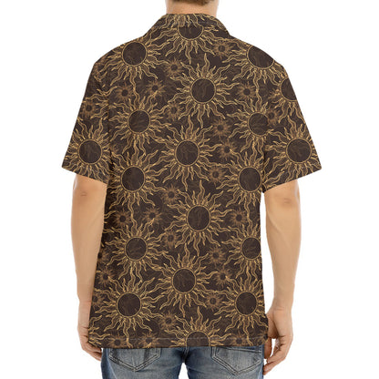 Vintage Sun Pattern Print Aloha Shirt