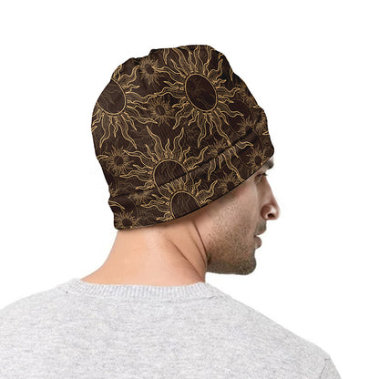 Vintage Sun Pattern Print Beanie