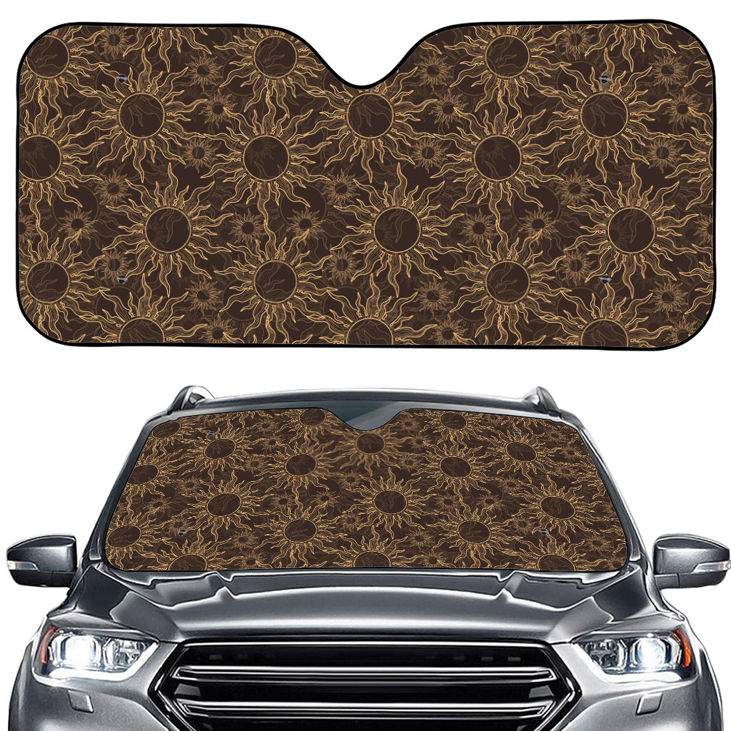 Vintage Sun Pattern Print Car Windshield Sun Shade