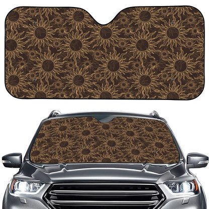 Vintage Sun Pattern Print Car Windshield Sun Shade
