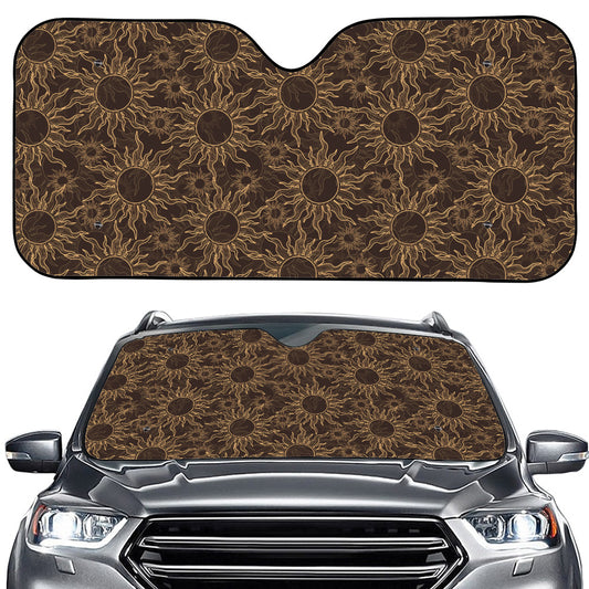 Vintage Sun Pattern Print Car Windshield Sun Shade