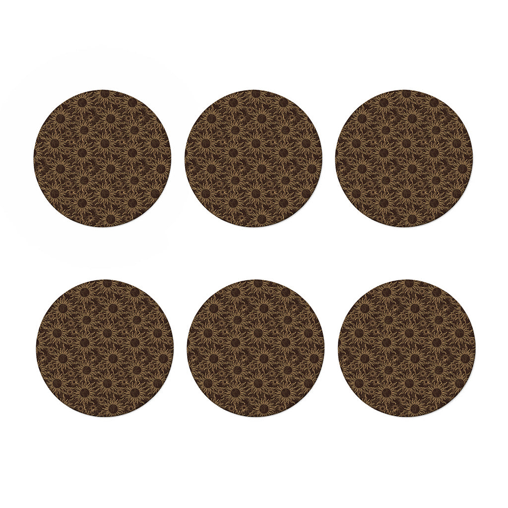 Vintage Sun Pattern Print Coaster Set
