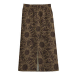 Vintage Sun Pattern Print Cotton Front Slit Maxi Skirt