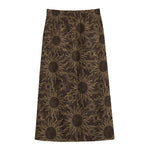 Vintage Sun Pattern Print Cotton Front Slit Maxi Skirt