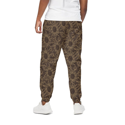 Vintage Sun Pattern Print Cotton Pants