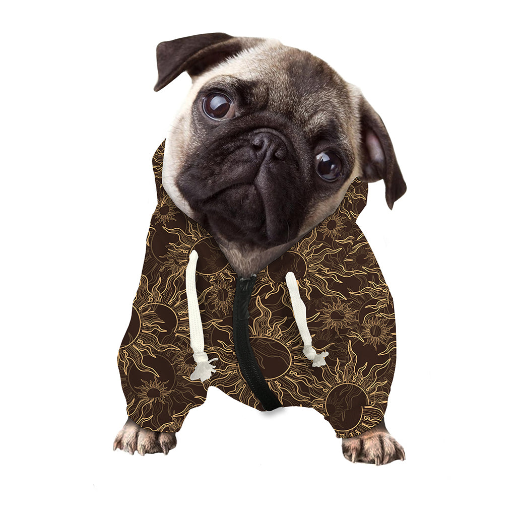Vintage Sun Pattern Print Dog Zip Up Hoodie